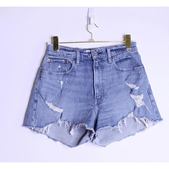 Abercrombie & Fitch Pants - AF Blue Denim High Waist Distressed Shorts - 28 / 6